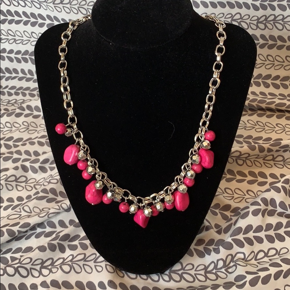 Pink rock necklace